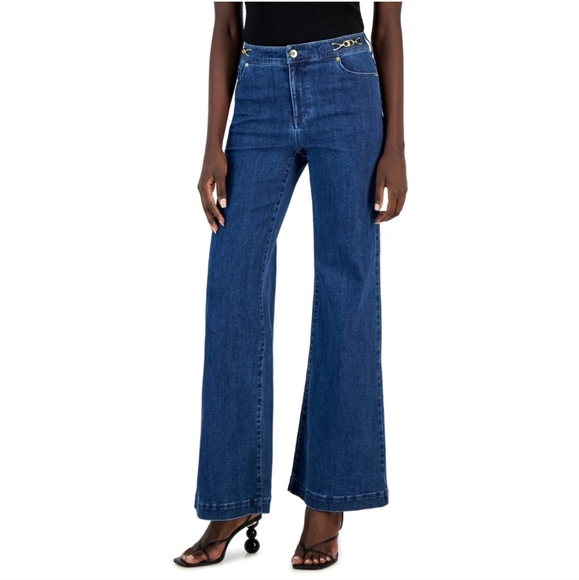 INC International Concepts Denim - INC Denim Embellished Wide Leg Jeans, size 10/30